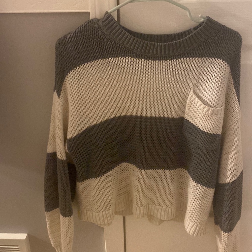 Grey striped American eagle sweater